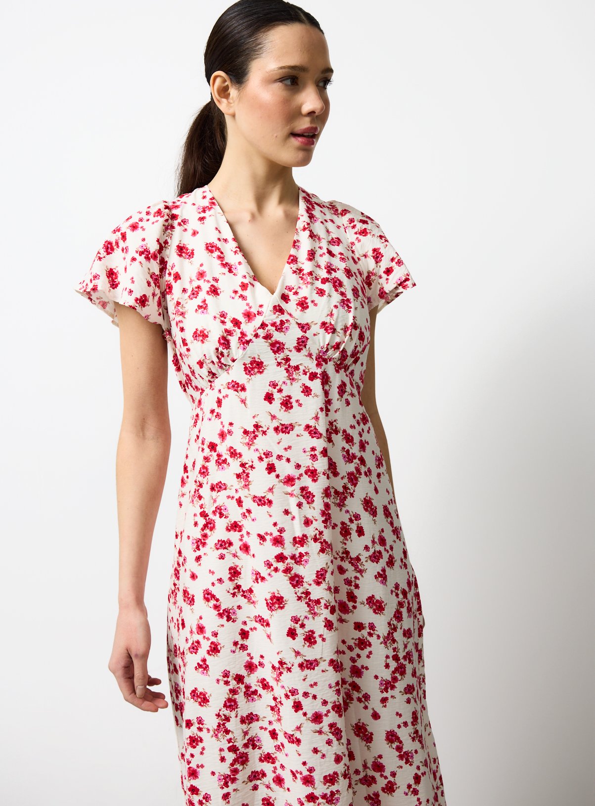 Pink Floral Print Midaxi Tea Dress 8 - Image 3 thumbnail
